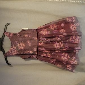 Zenith girls formal burgundy floral print dress sz 10